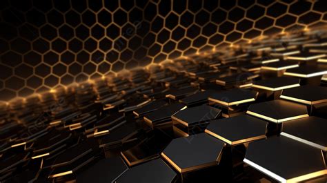 Innovative Networking Tech 3d Gold Line Hexagon Wallpaper With Modern