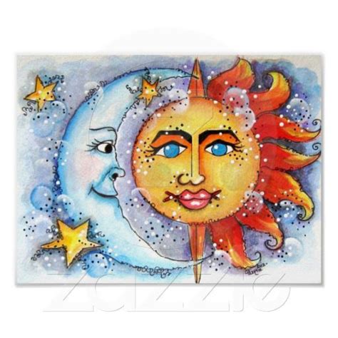 Celestial Sun And Moon Art Print And Poster Zazzle Moon Art Moon