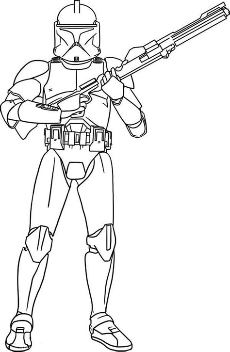 The Clone Trooper Hold A Gun In Star Wars Coloring Page Download