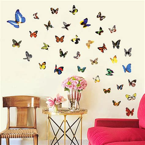 80pcs Butterfly Wall Sticker Decals Vinyl Art Bedroom Ceramic Tiles Pvc
