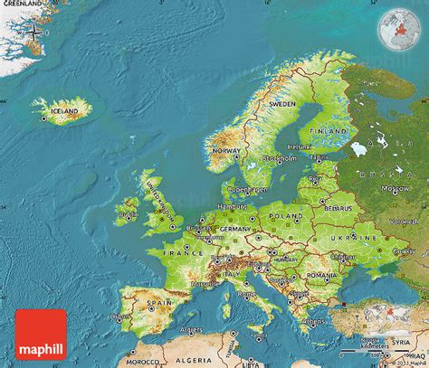 Physical Map Of Europe Satellite Outside