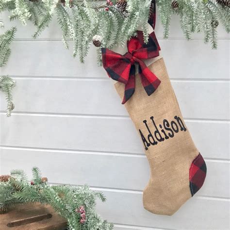 Christmas Stockings Personalized Stocking With Names Buffalo Plaid