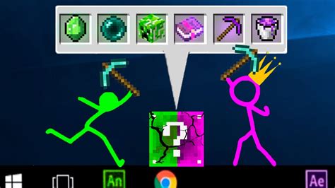 Stickman Vs Minecraft Purple Vs Green Lucky Blocks Youtube