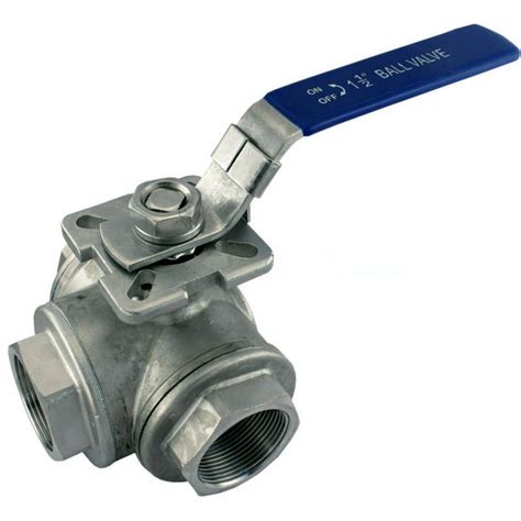 Wog1000 3 Way 304 Stainless Steel Ball Valve L Type 1 12 Npt Fpt