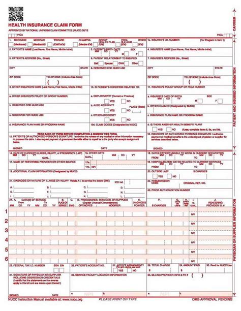 Free Blank Cms 1500 Claim Form And Ub04 Sample