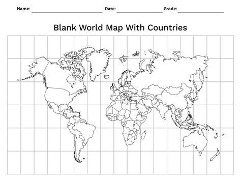 10 Best Printable Blank World Maps With Grid Pdf For Free At Printablee