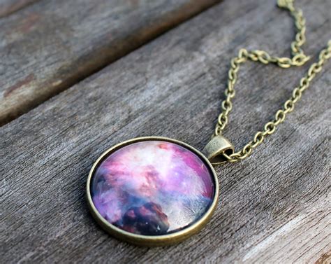 Orion Purple Nebula Necklace Large Galaxy Necklace Glass