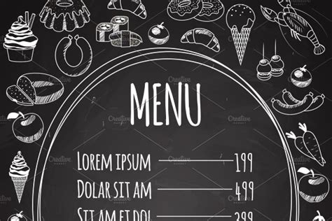 Chalkboard Healthy Food Menu Custom Designed Icons Creative Market