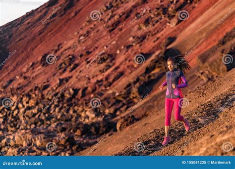 Runner Athlete Running On Mountain Trail Young Woman Ultra Run Athlete