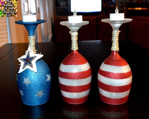 Patriotic Wine Glasses Candle Holders