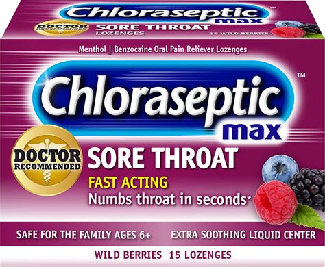 chloraseptic max strength sore throat lozenges wild berries 15 count 1 pack