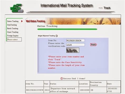 If you receive a dispatch notification for an item you have sent internationally please continue to track this item with the international postal carrier. Happy Armageddon: International Air Mail Tracking China ...