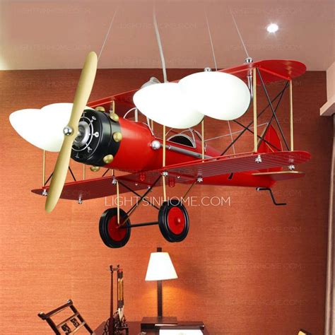 It's also a great gift for aviation lovers of all ages. Classic Red Painting Airplane Ceiling Light Fixture For ...