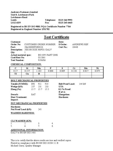 Discover the best universities, courses, exams and education updates all over the world. Sample Test Certificate en 10204