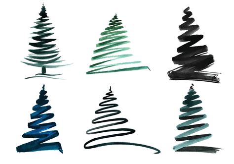 Beautiful Artistic Christmas Line Trees Set Design 4938808 Vector Art