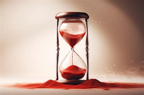 Premium Photo Red Sand Hourglass On A Light Surface