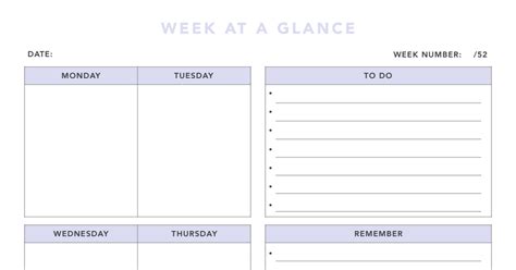 Week At A Glance With Lines Pdfpdf Household Management Study Tips