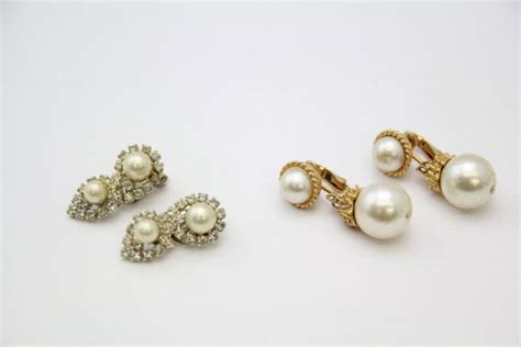 Two Sets Of Vintage 1960s Kramer Costume Jewelry Faux Pearl Clip On
