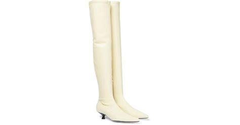 khaite volos leather over the knee boots in white lyst