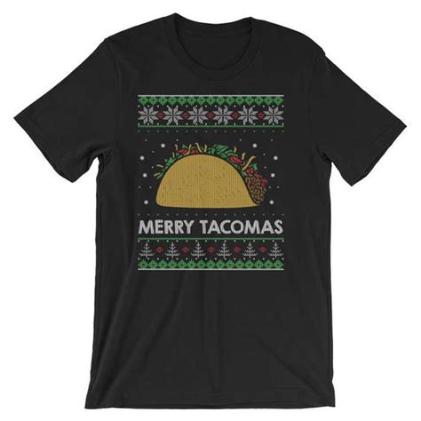 Taco Ugly Christmas Sweater Style Merry Tacomas Short Sleeve Etsy