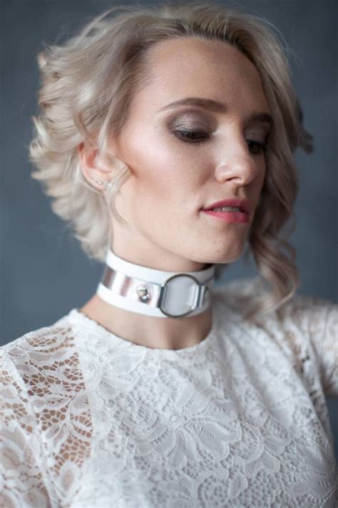 White Leather Collar Bdsm Collar Slave Collar Leather Etsy