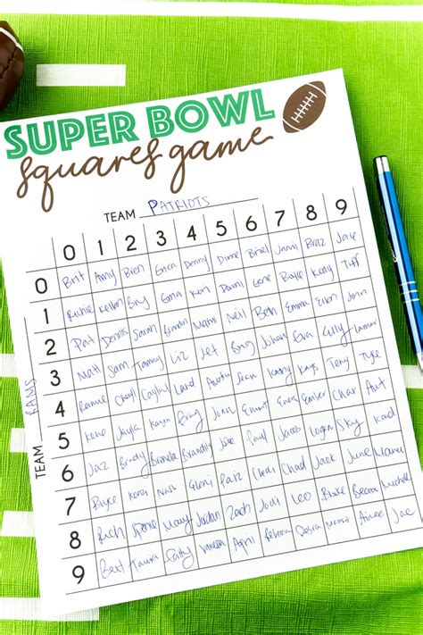 Free Printable Super Bowl Squares Template And Rules