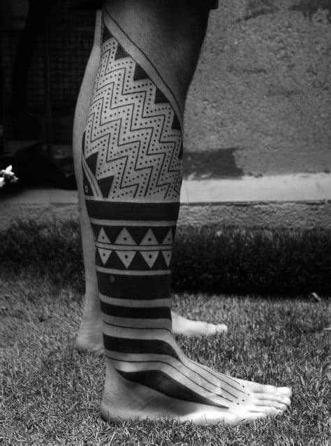 60 Tribal Leg Tattoos For Men Cool Cultural Design Ideas Tatouage