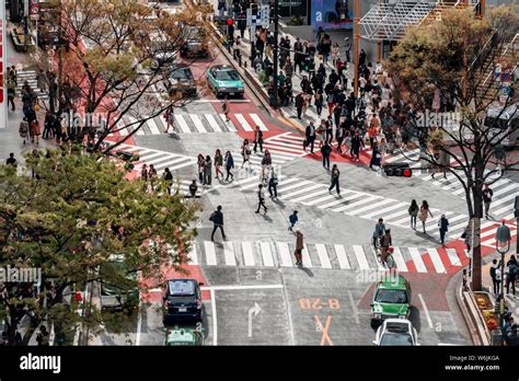 Crossing From Above Crowds Of People Crossing Zebra Crossings At