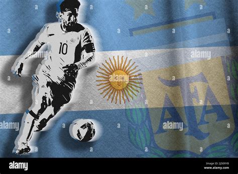 Lionel Messi The Flag Of Argentina And The Shield Of The Argentine
