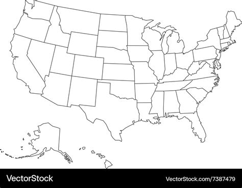 Blank Outline Map Usa Royalty Free Vector Image