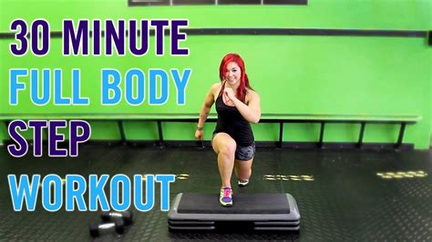 30 minute full body step home workout cardio strength and abs w a step youtube