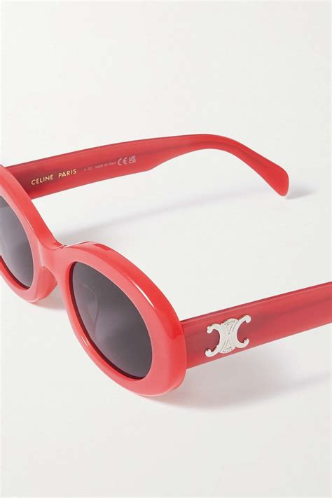 celine eyewear triomphe oval frame acetate sunglasses net a porter