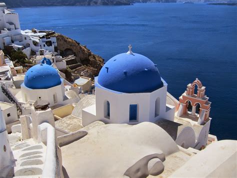 Kreyolas Journeys Santorini Greece Painted Blue Dome And White