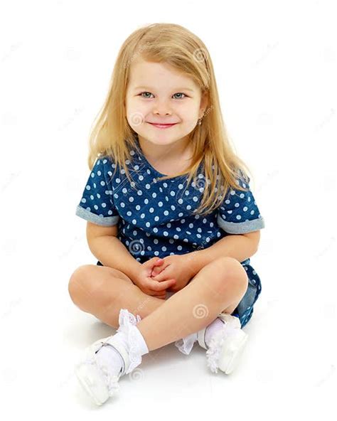 Little Girl Is Sitting On The Floor Stock Image Image Of Hair
