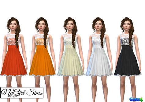 Nygirl Sims 4 Layered Lace Flare Dress