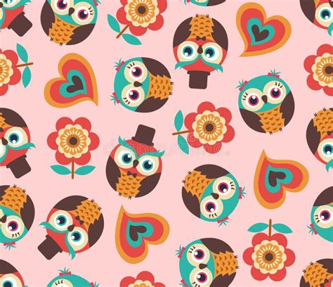 Seamless Bird Owls Pattern Stock Vector Illustration Of Colorful