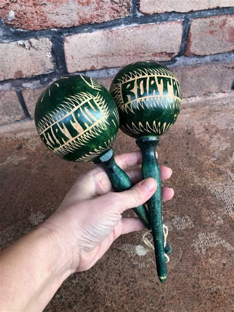 Vintage Maracas Hand Carved Maracas Roatan Honduras Etsy