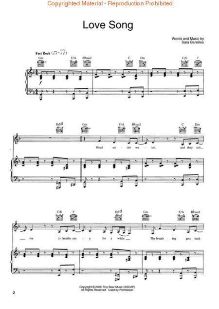 Love Song By Sara Bareilles Sheet Music For Pianovocalguitar Buy