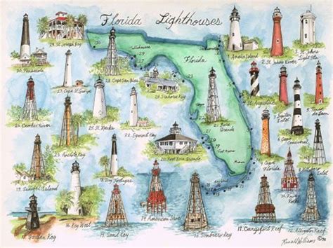 Map Of Florida Lighthouses Draw A Topographic Map