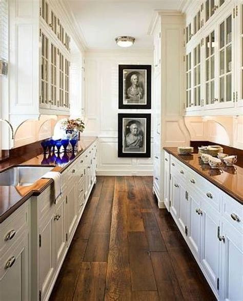 Galley kitchen a full kitchen in which there are two sides, and one would walk through the center a kitchen design that consists of two parallel counters, one with two of the three work triangle appliances and the other with one. 17 Best images about Small kitchen ideas on Pinterest ...