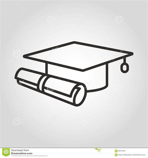 Education Icon Graduation Cap And Diploma Symbol Stock Vector