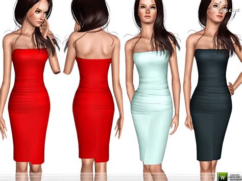 The Sims Resource Strapless Midi Tube Dress