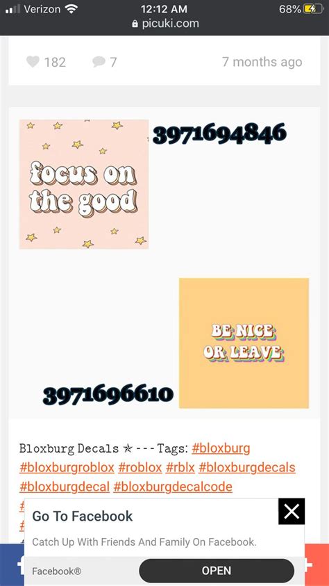 Use these roblox promo codes to get free cosmetic rewards in roblox. Bloxburg decal code in 2020 | Custom decals, Room decals ...
