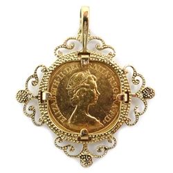 1979 Gold Sovereign Loose Mounted In Gold Diamond Mount Pendant