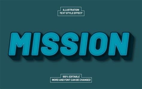 Premium Vector Mission 3d Bold Text Style Effect