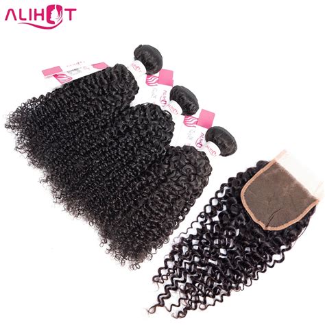 ali hot kinky curly weave human hair bundles with lace closure remy malaysia hair weave 3