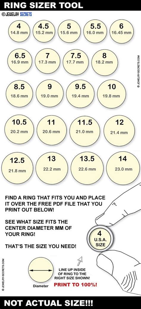 Free Printable Ring Finger Size Chart Printable Ring Size Chart Ring