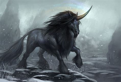 Black Mountain Unicorn By Sandara On Deviantart Mythical Animal