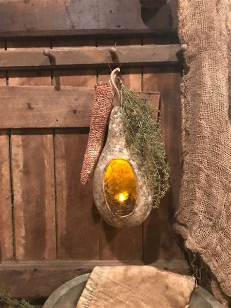 Primitive Gourd Lantern Dried Gourd Peg Hanger Homestead Etsy