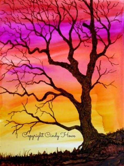 Gnarly Tree 8 X 10 Original Art ~ Alcohol Ink On Yupo Paper Digital
